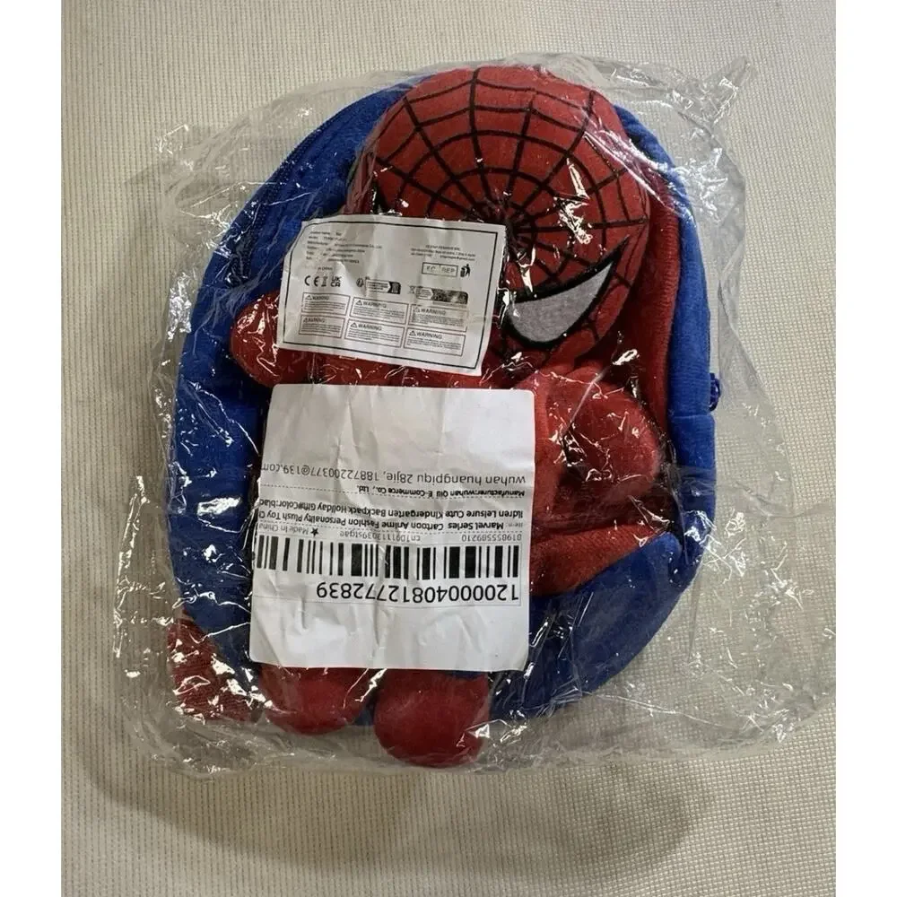 Spider-Man Plush Kids Backpack Red Blue Adjustable Shoulder Straps